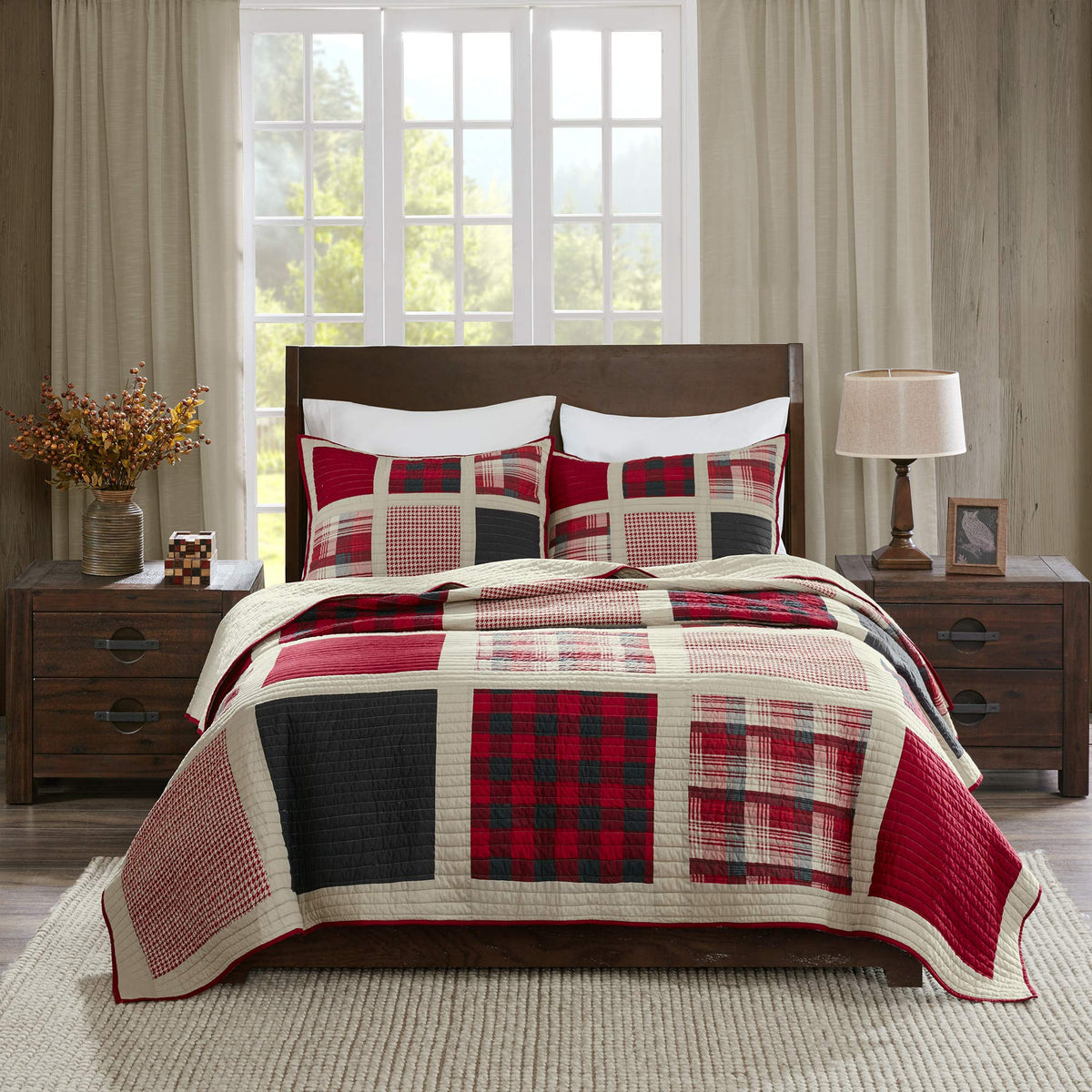 Woolrich Reversible Quilt Cabin Lifestyle Design - All Season, Breathable Coverlet Bedspread Bedding Set, Matching Shams, Oversi