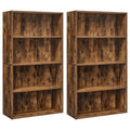 VASAGLE Set of 2 Bookshelves, 23.6 Inches Wide, 4-Tier Open Bookcases with Adjustable Storage Shelves, Floor Standing Units, Rus