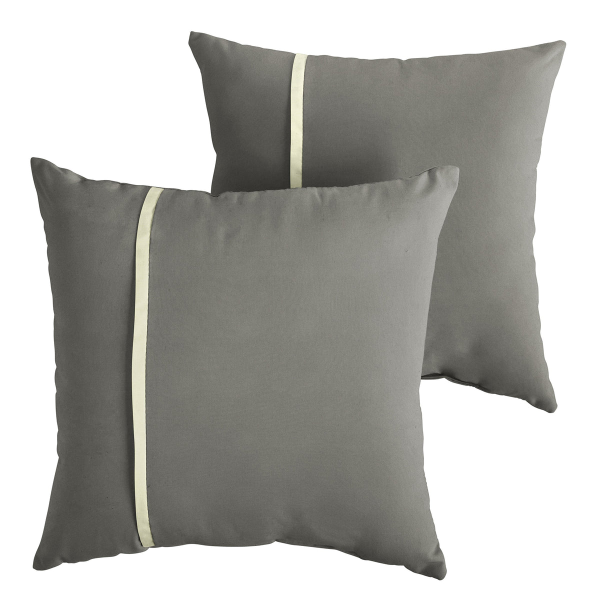Sorra Home X Sunbrella Indoor Outdoor Sunbrella Square Pillows, Set Of 2, 16 X 16, Canvas Charcoal Grey & Canvas Natural Ivory