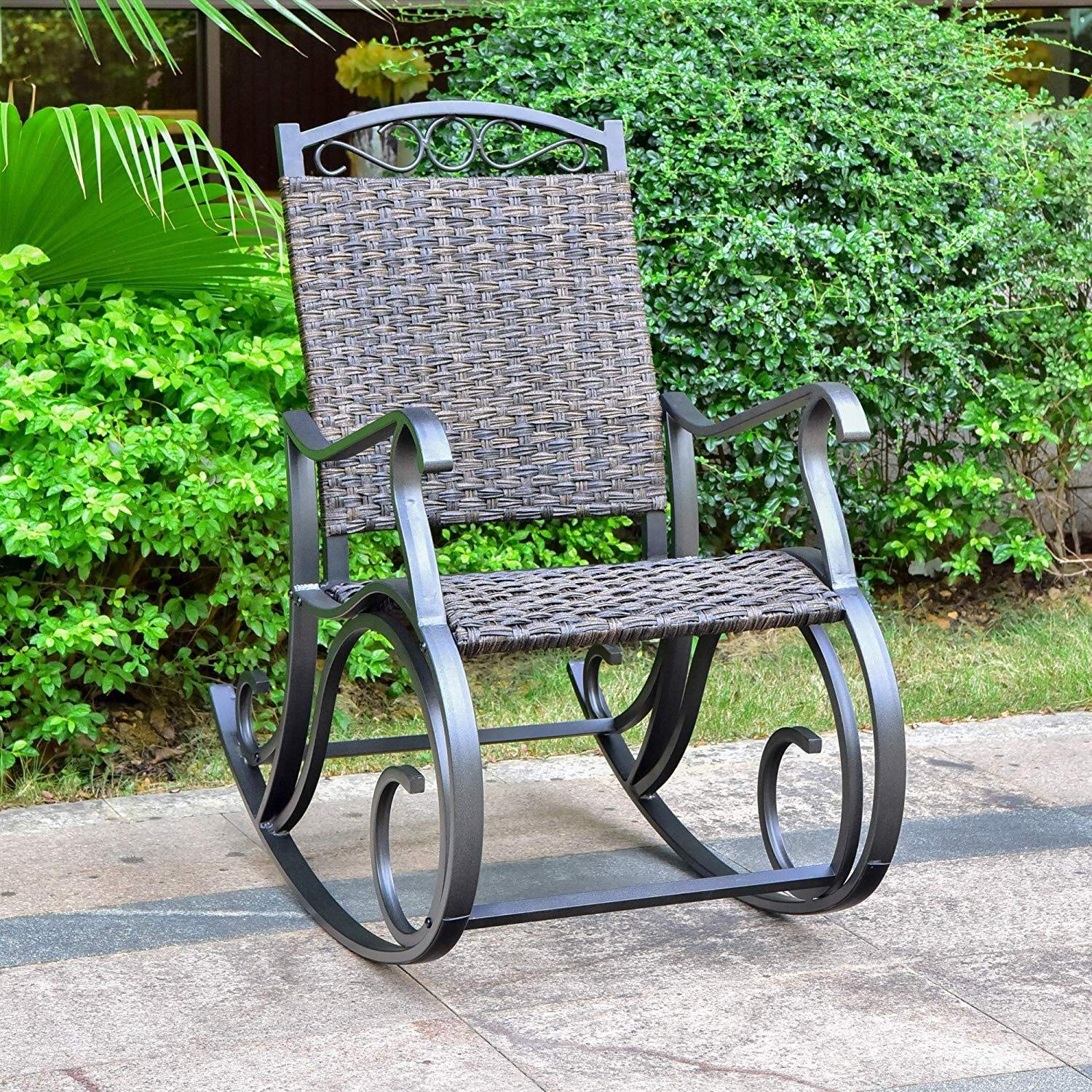 International CaravanInternational Caravan Ibiza Resin Pandan Aluminum Rocking Chair
