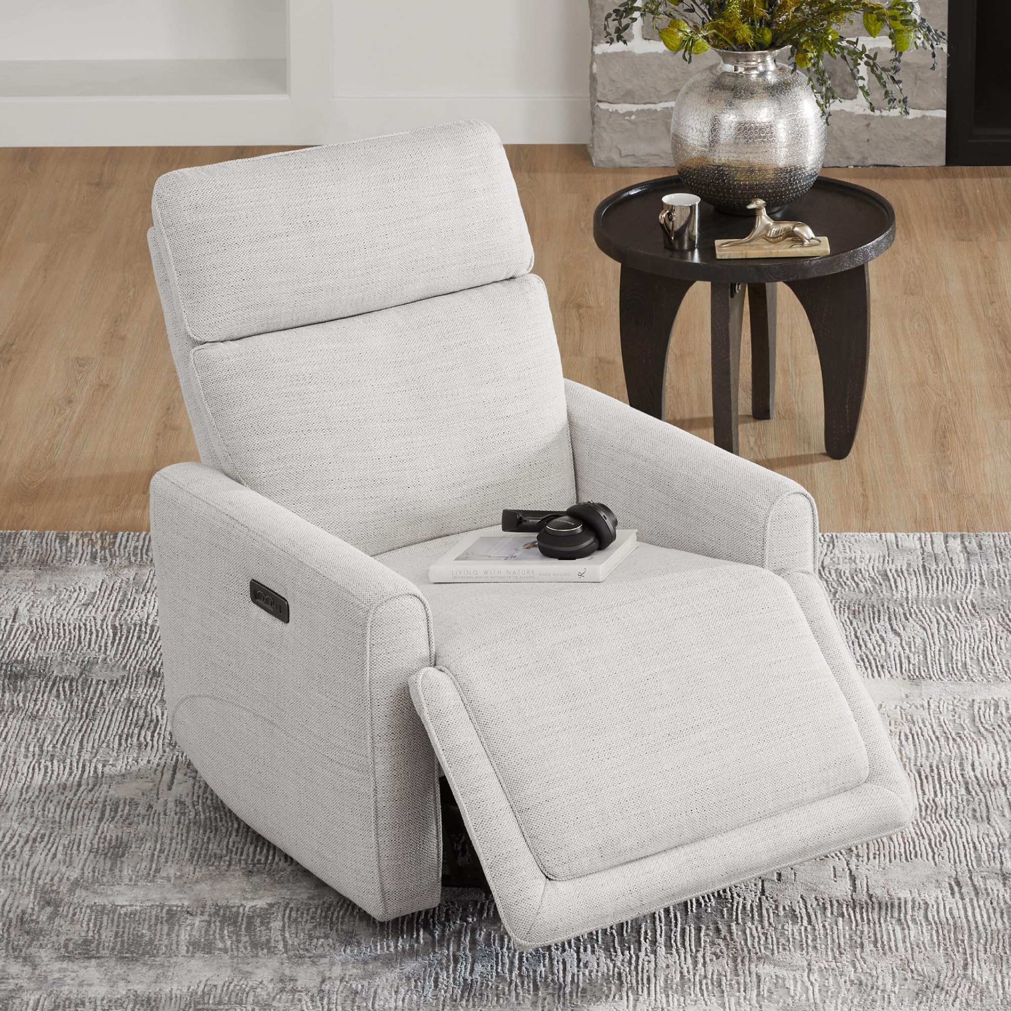 Chita Electronic Power Recliner Chair Swivel Glider, Fsc Certified Modern Nursery Rocking Chair With Usb And Type-C Ports, Ivory