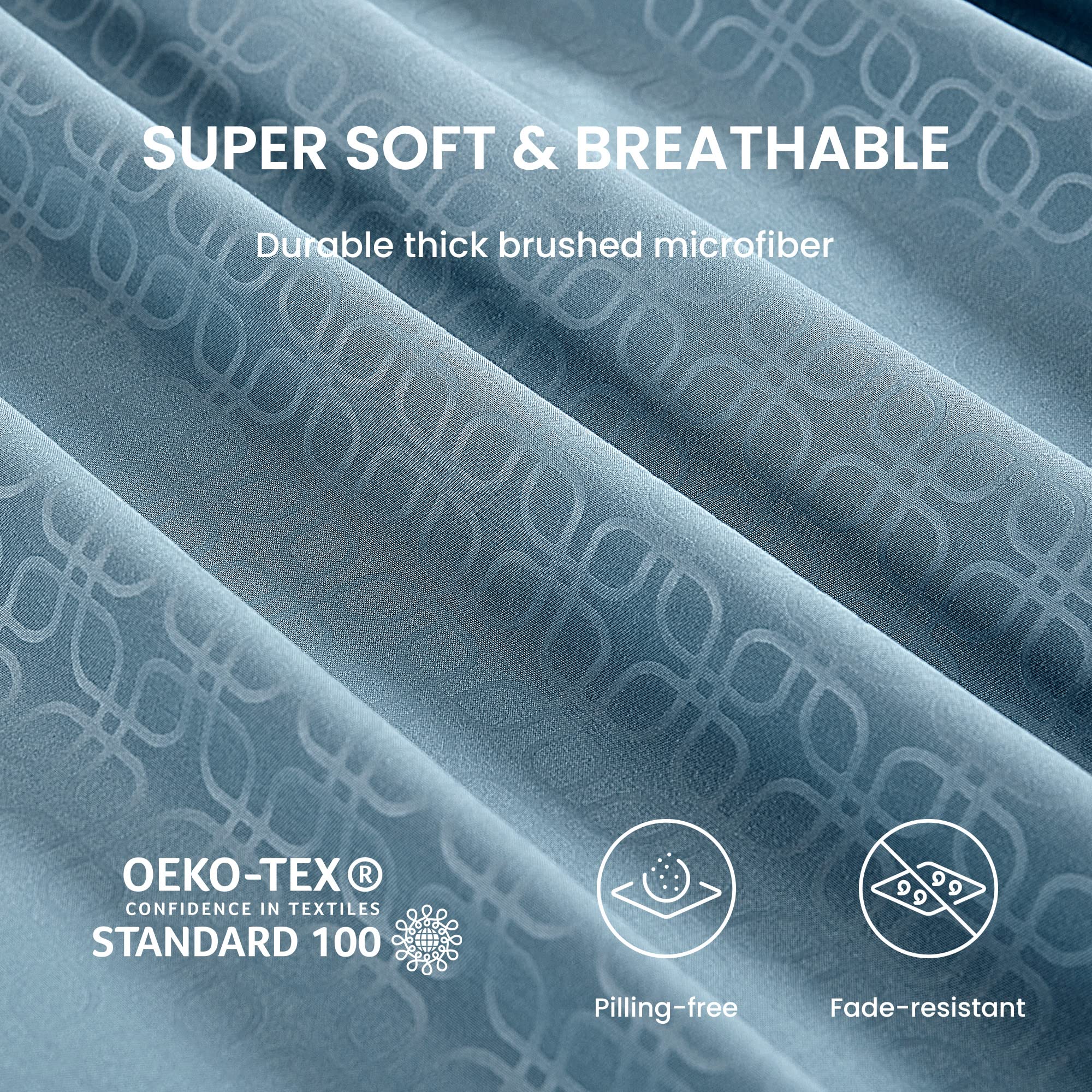 Sleep Zone Luxury Embossed Twin Bed Sheets Set For Kids, Four-Leaf Clover Pattern Sheet & Pillowcase Sets 3 Piece - Super Soft, Wrinkle Free, Fade Resistant, Deep Pocket 16' (Flint Blue, Twin)