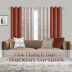 Mrs.Naturall Short Curtains For Bedroom Windows,Boho Blackout Cafe Kitchen Curtains 45 Inch Length,Burnt Orange