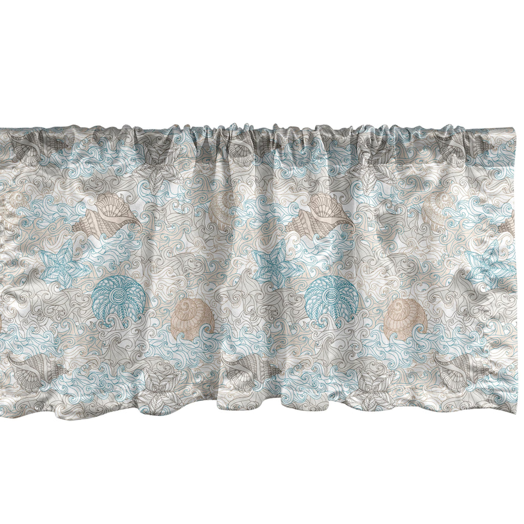 Ambesonne Nautical Window Valance, Pastel Toned Sea Shell Starfish Mollusk Seahorse Coral Reef Motif Design, Curtain Valance For Kitchen Bedroom Decor With Rod Pocket, 54' X 18', Tan Turquoise