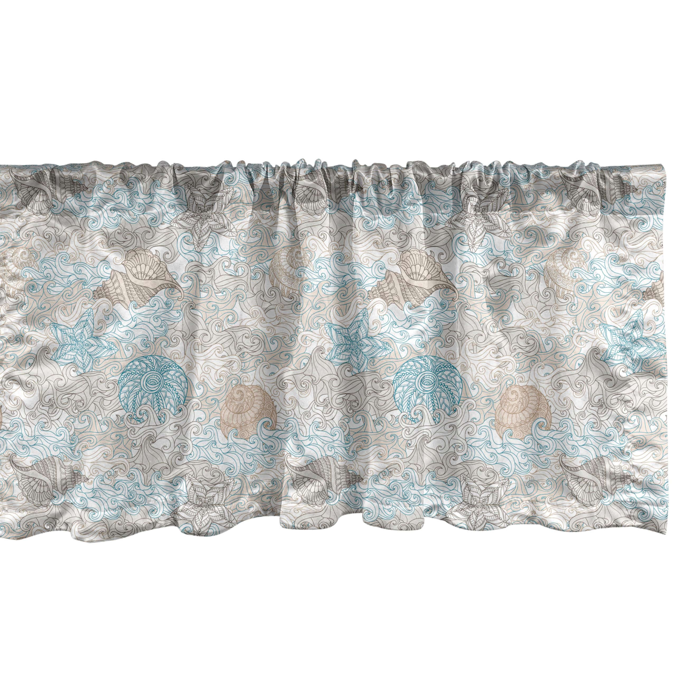 Ambesonne Nautical Window Valance, Pastel Toned Sea Shell Starfish Mollusk Seahorse Coral Reef Motif Design, Curtain Valance For Kitchen Bedroom Decor With Rod Pocket, 54' X 18', Tan Turquoise