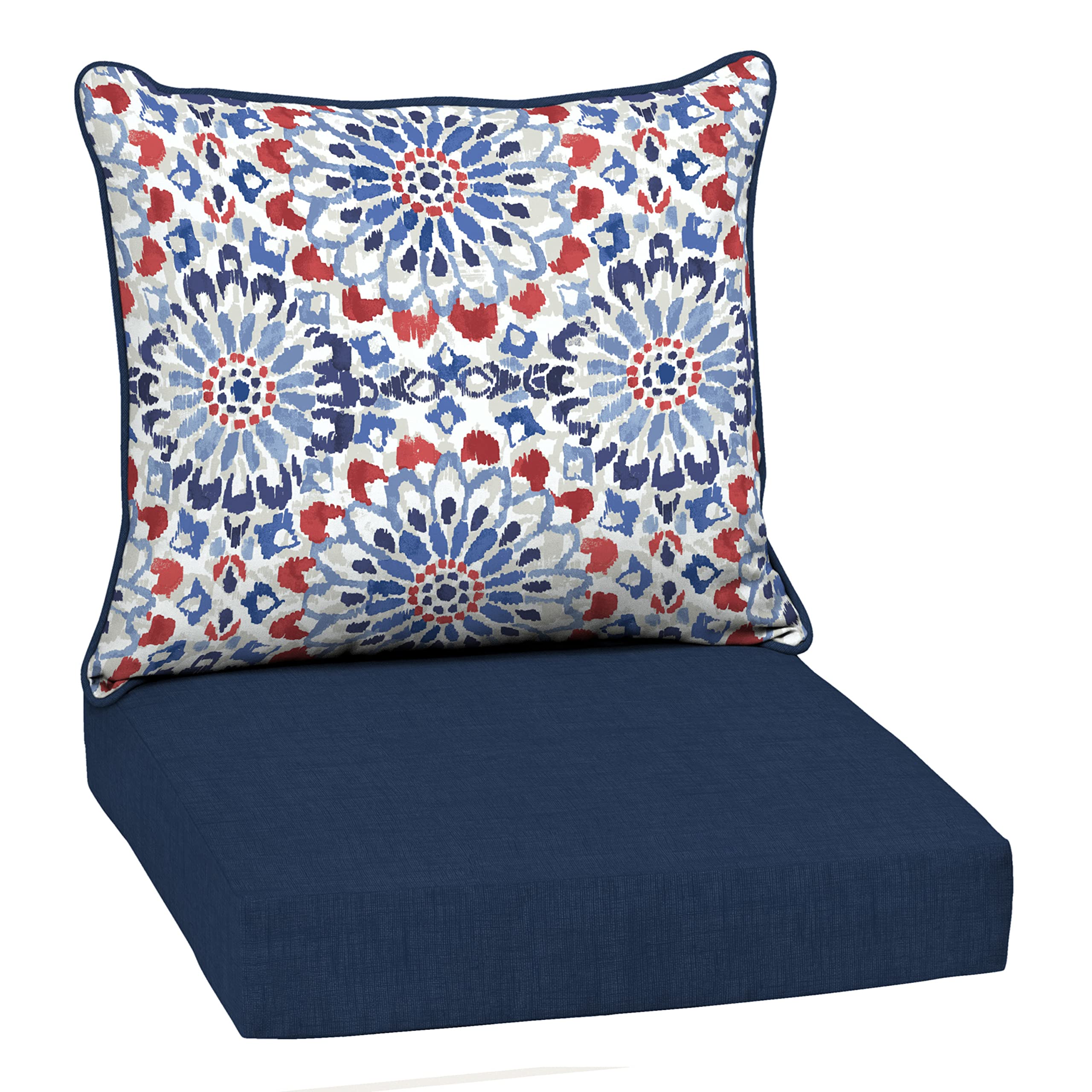 Arden Selections Outdoor Deep Seat Cushion Set, 22 X 24, Rain-Proof, Fade Resistant 22 X 24, Clark Blue