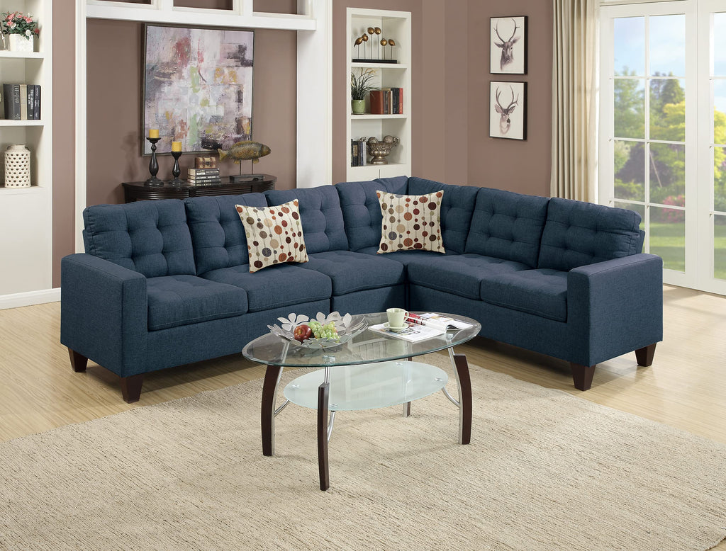 simple relax 4 Piece Linen-Like Fabric Modular Sectional Sofa, Navy