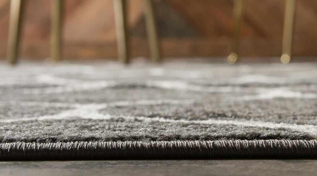 Unique Loom Trellis Frieze Collection Area Rug - Rounded (4' 1'' X 6' 1'', Dark Gray/ Ivory)