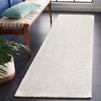 SAFAVIEH Abstract Collection Area Rug - 9' x 12', Ivory & Light Grey, Handmade Wool, Ideal for High Traffic Areas in Living Room