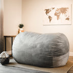 Big Joe Fuf Xl Foam Filled Bean Bag Chair With Removable Cover, Gray Plush, 5Ft Giant