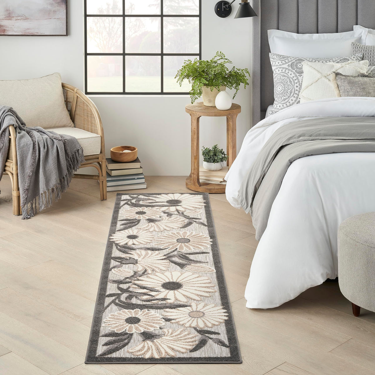 Nourison Aloha Outdoor Beige 2'3' X 8' Area Rug, Easy Cleaning, Non Shedding, Bed Room, Living Room, Dining Room, Deck, Backyar