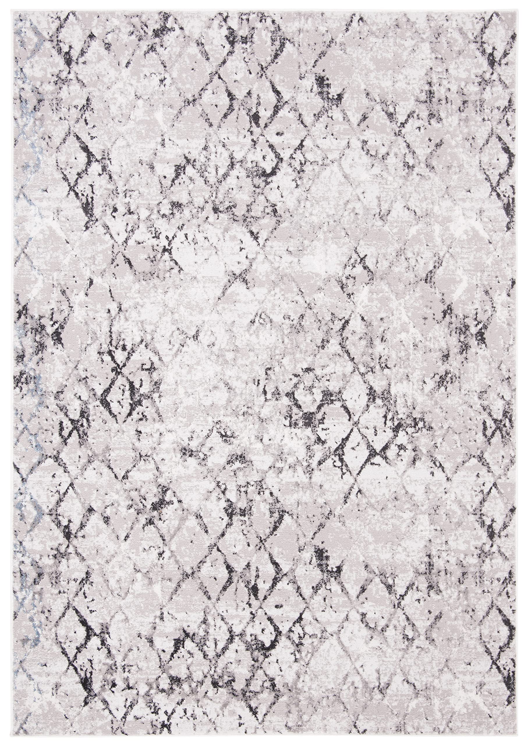 SAFAVIEH Amelia Collection Accent Rug - 22 x 4, Grey & Light Grey, Modern Trellis Distressed Design, Non-Shedding & Easy Care,