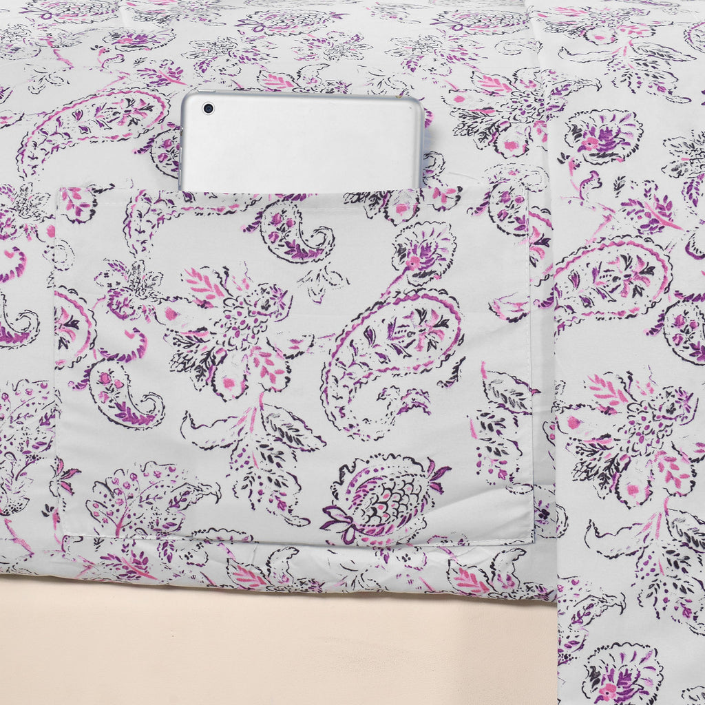 Elegant Comfort Luxury Soft Bed Sheets Paisley Pattern - 1500 Premium Hotel Quality Microfiber Softness Wrinkle And Fade Resistant (6-Piece) Bedding Set, Queen, Paisley Purple