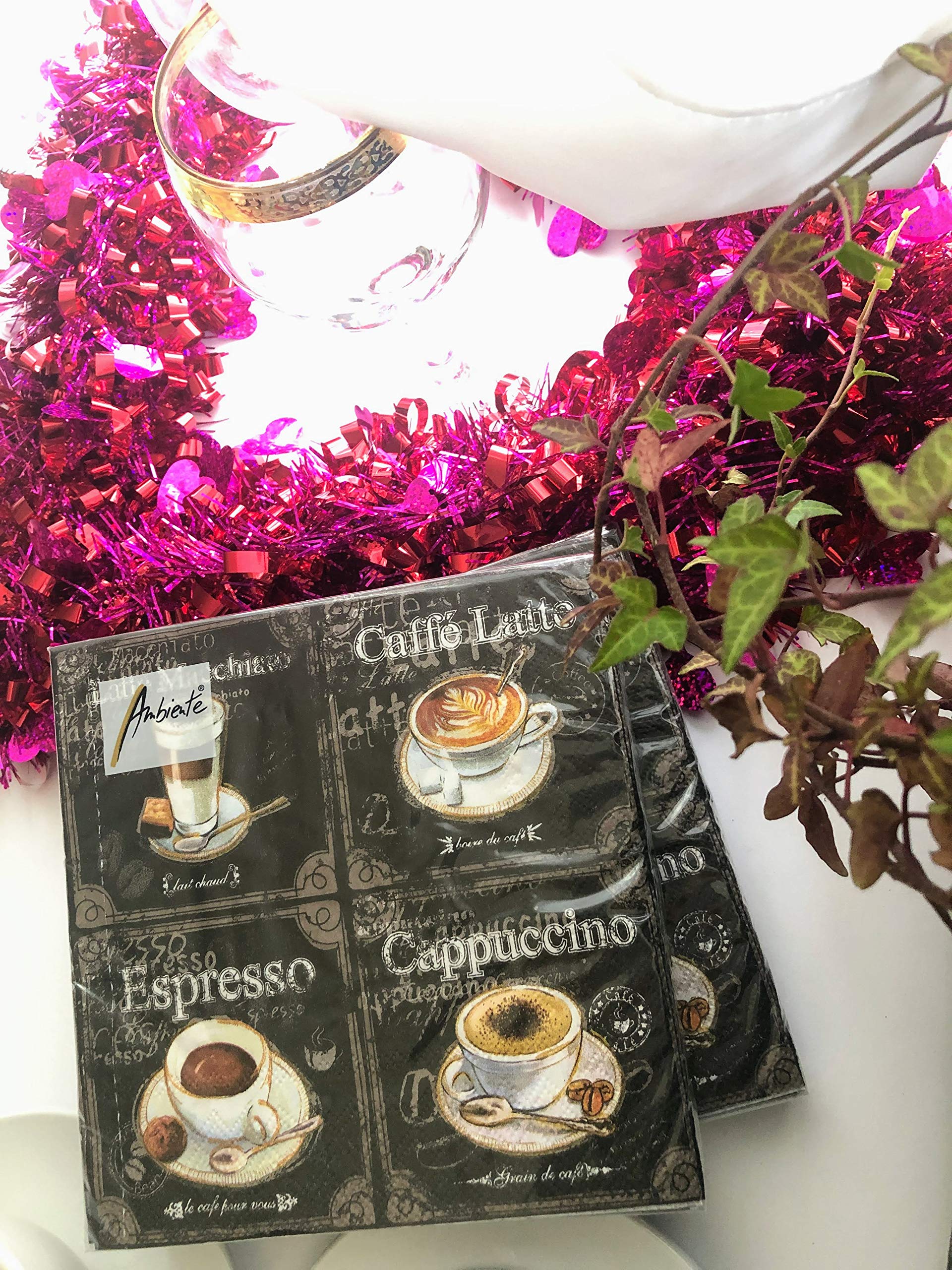 20-Ct Coffee Napkins Black And White Napkins Decorative Paper Napkins For Decoupage Fall Paper Napkins Tea Party Napkins Valenti