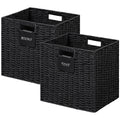 UBBCARE 2 Pack Wicker Basket, 1212 Storage Cubes with Label, Foldable Cube Storage Bin with Handle, Square Storage Basket for 