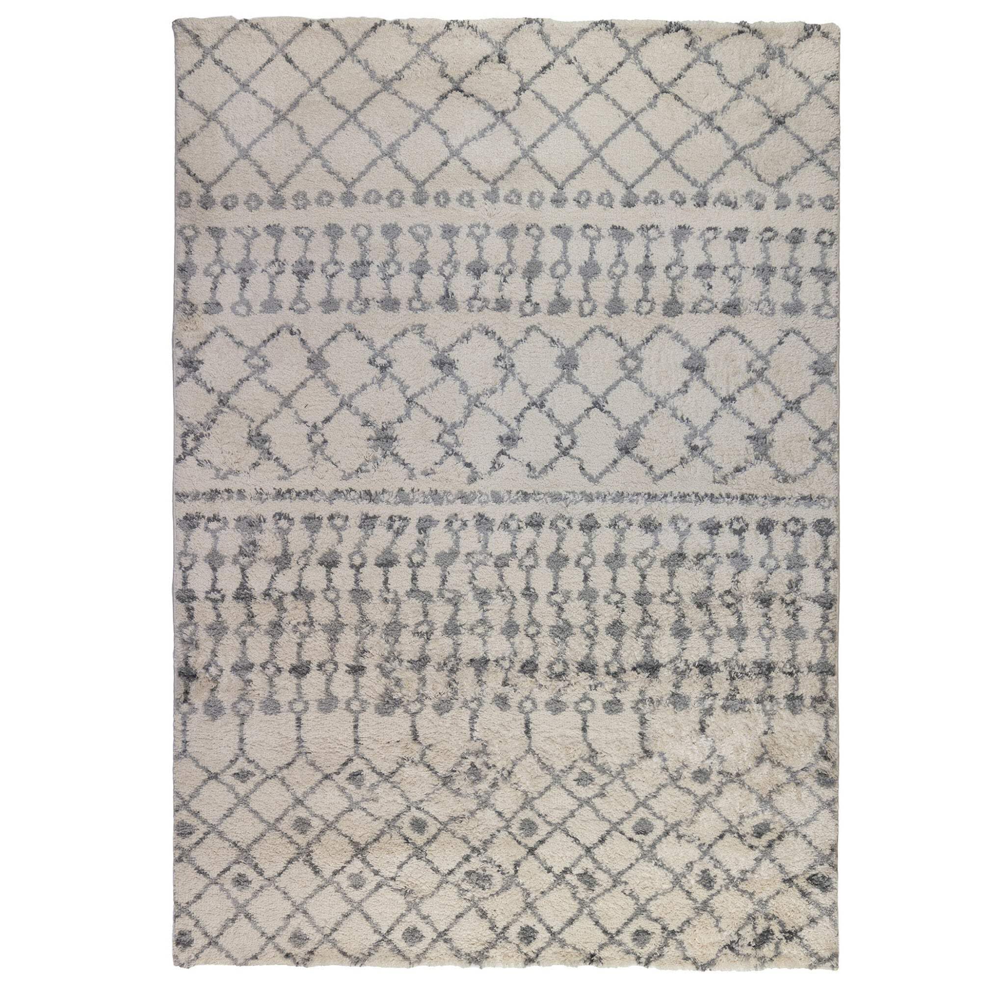 HomeRoots 531963 7 x 9 ft. Gray & Ivory Geometric Shag Rectangle Area Rug