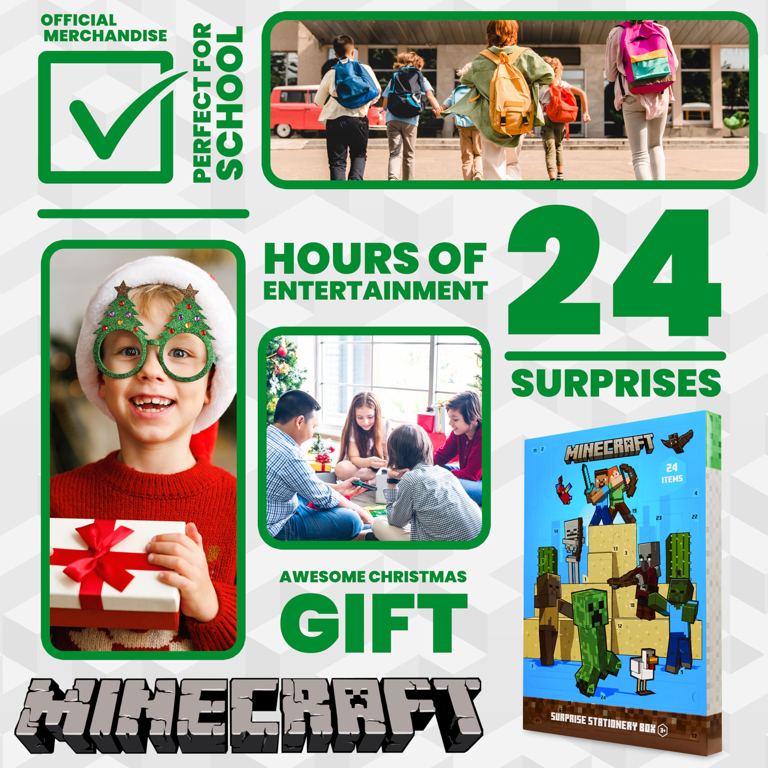 Minecraft Advent Calendar 2024 For Kids And Teenagers - Unique Boys Advent Calendar (Blue/Green)
