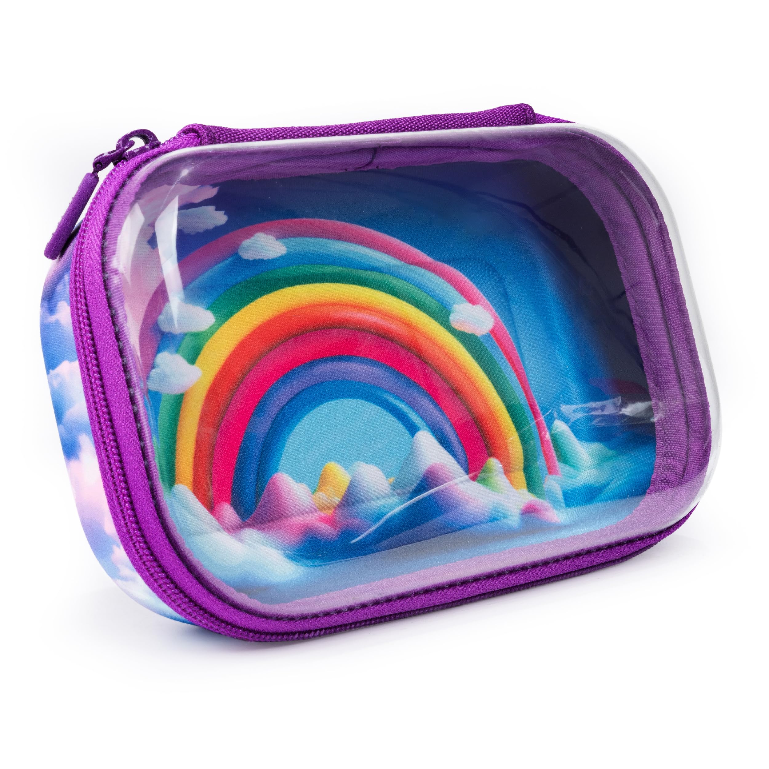 Zipit Clear Top Pencil Box For Girls | Rainbow Pencil Case For School | Organizer Pencil Bag | Large Capacity Pencil Pouch