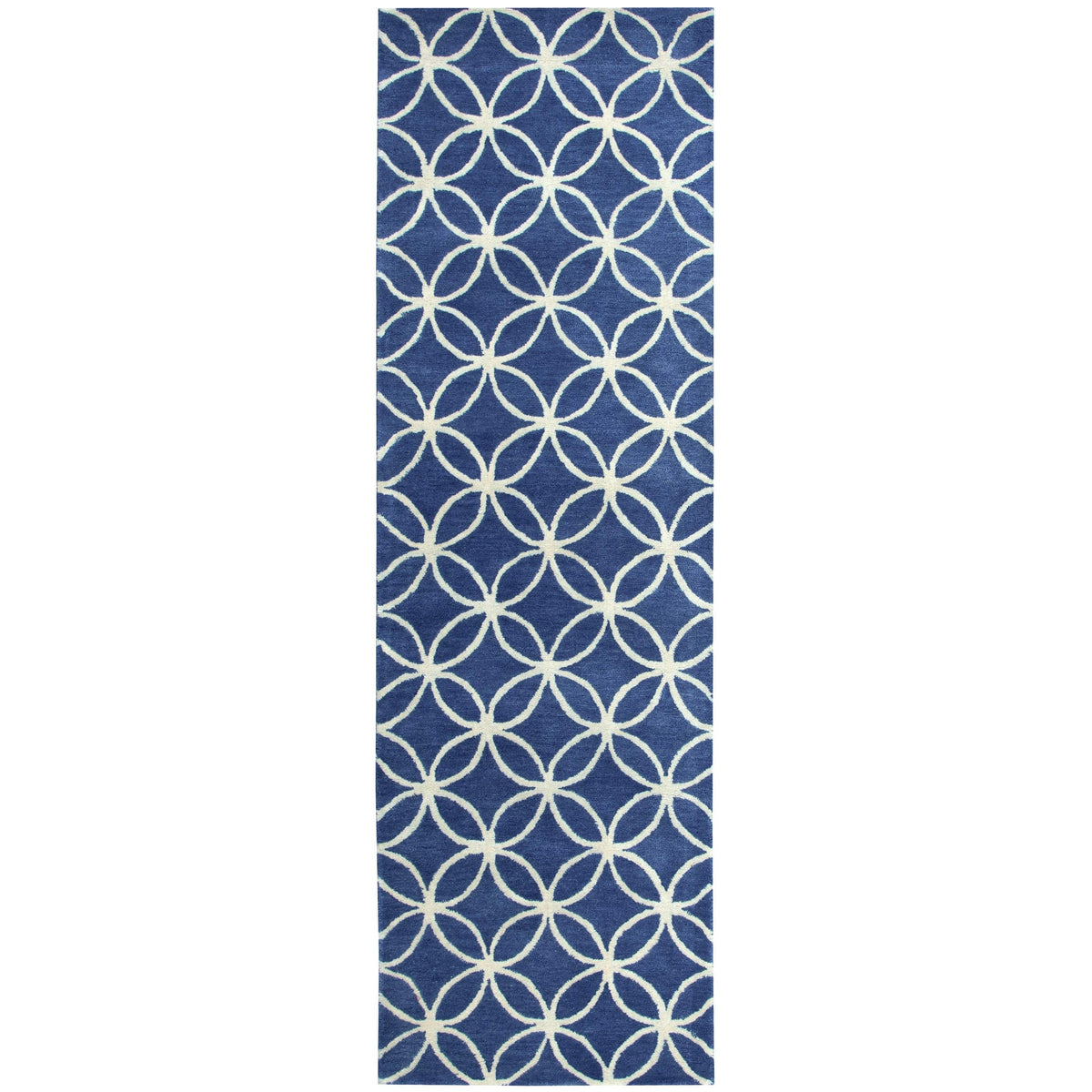 Rizzy Home Alora Decor Holland 2'6&quot; X 8' Geometric Blue/Ivory Hand-Tufted Area Rug