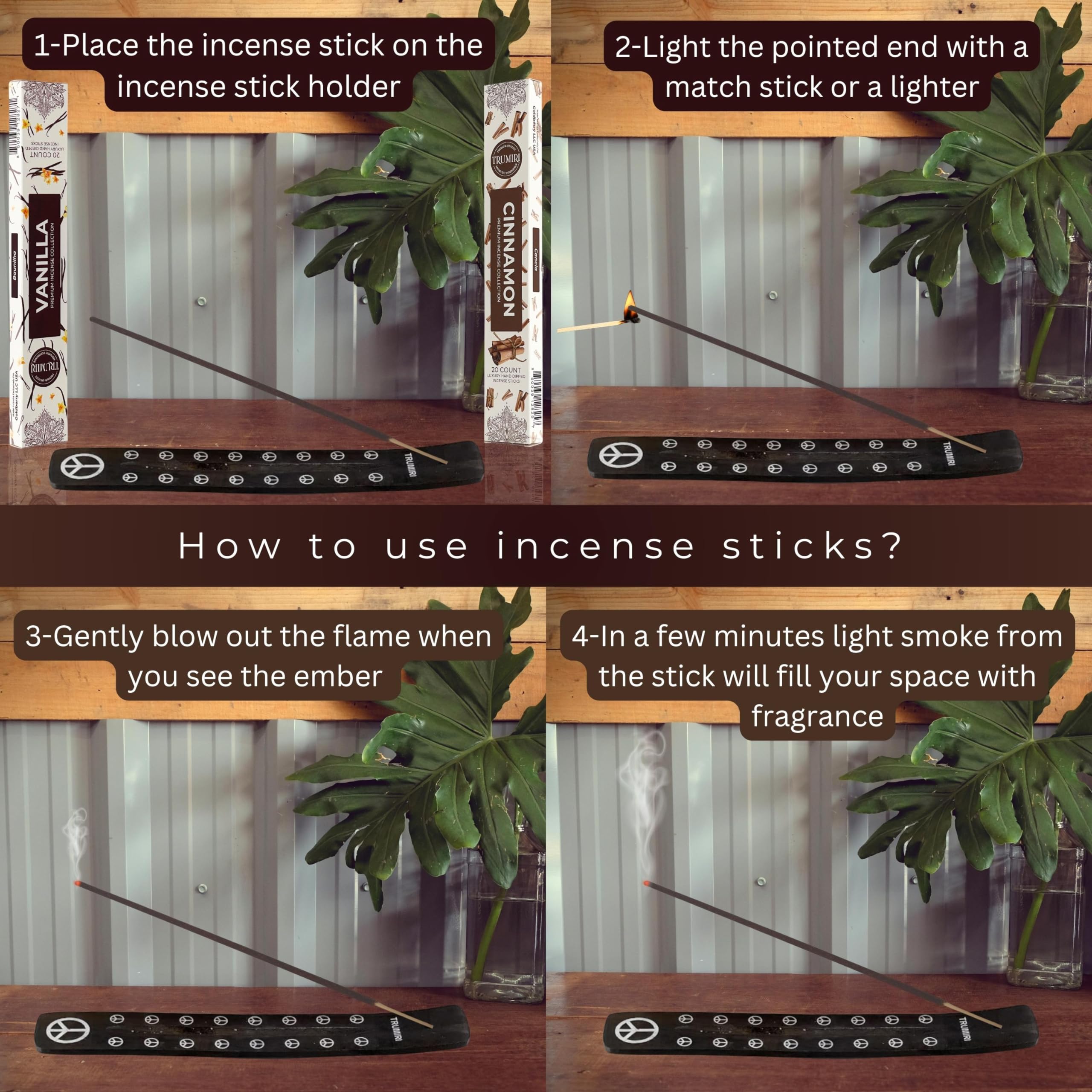 TRUMIRI Incense Sticks Combo Pack - Vanilla & Cinnamon - Natural