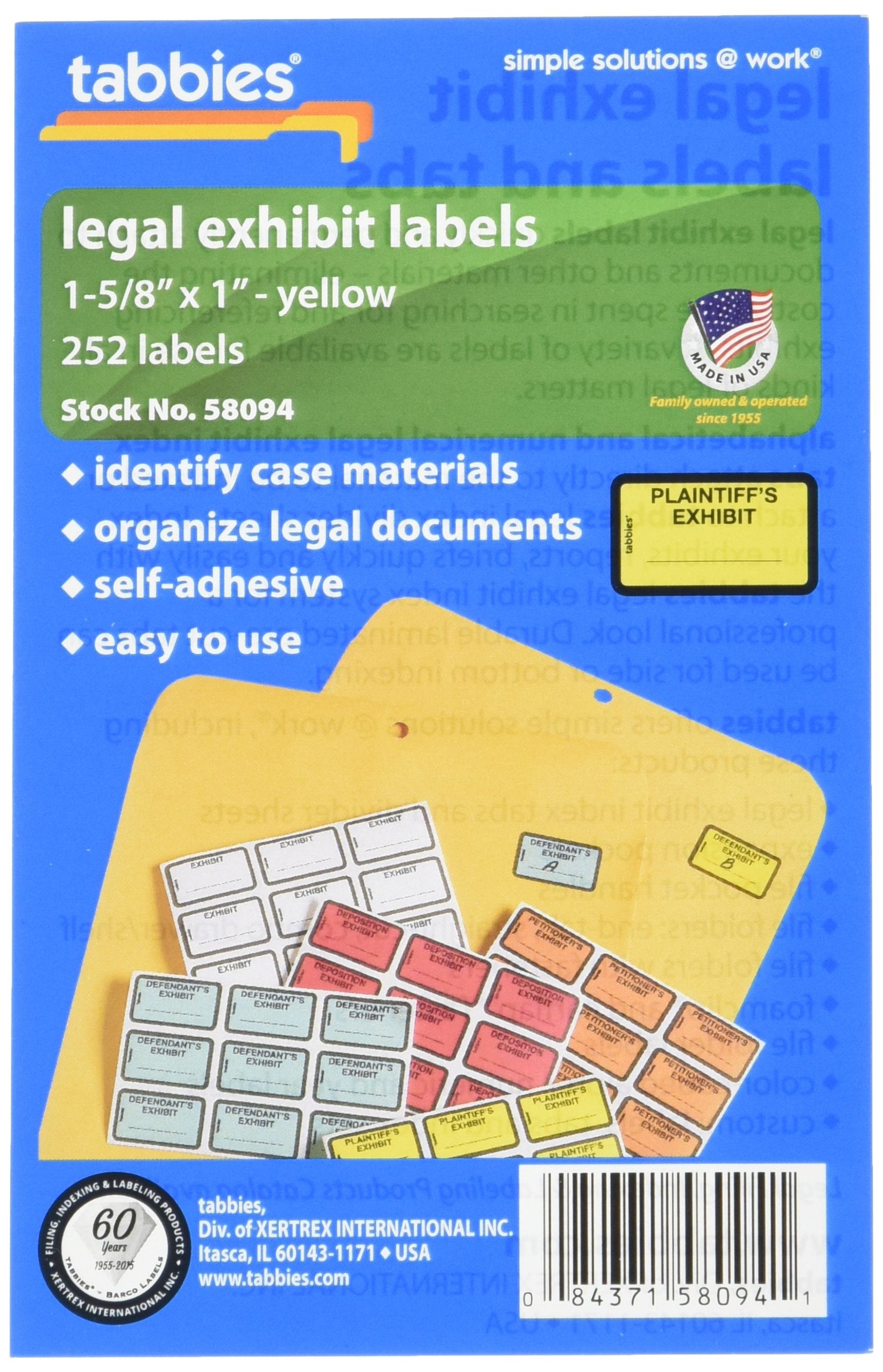 Tabbies Legal Plaintiff'S Exhibit Label
