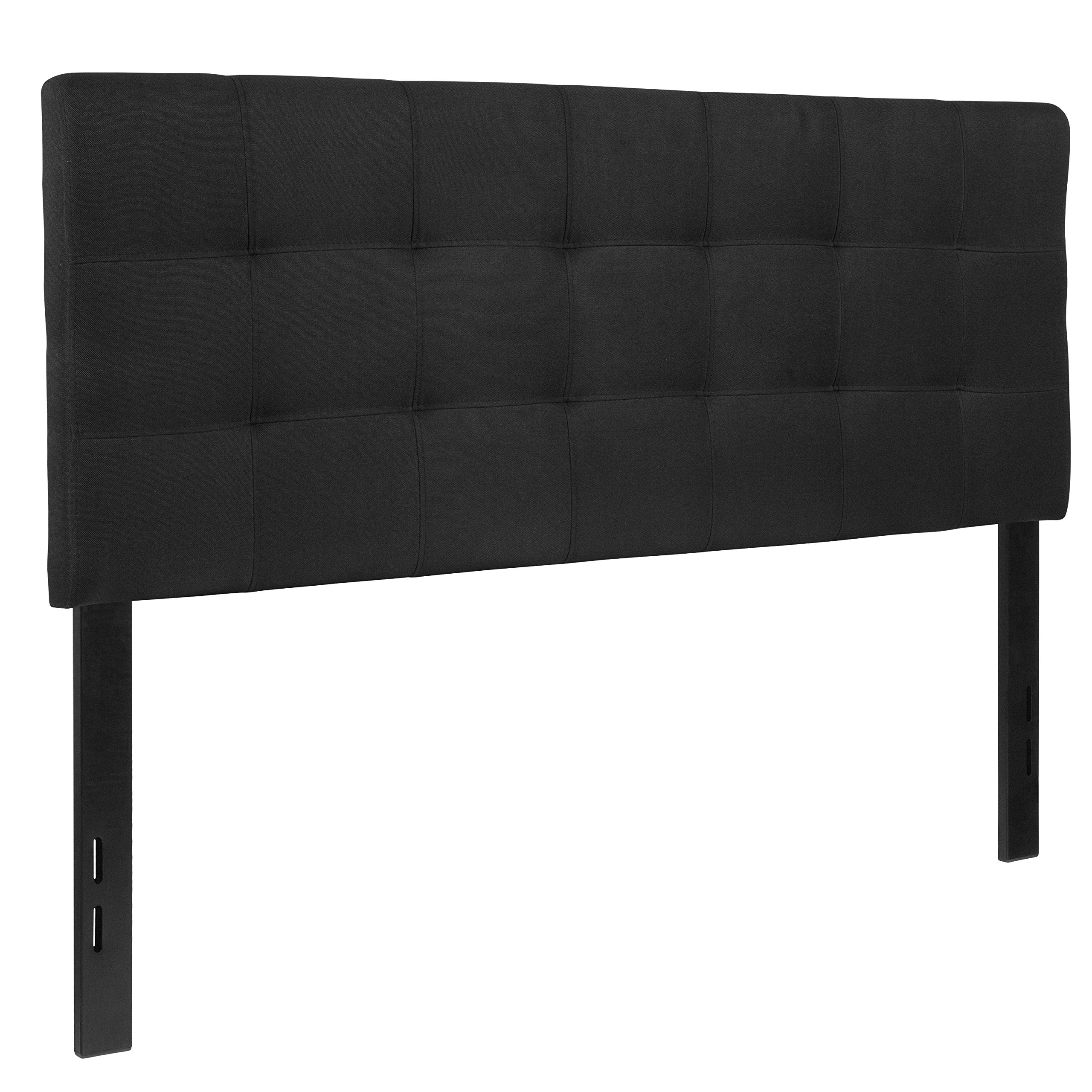 Flash Furniture Bedford Tufted Upholstered Headboard For Full Size Bed, Contemporary Fabric Tufted Headboard With Adjustable Height, Black