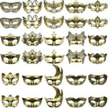 Yunsailing 30 Pieces Masquerade Mask Antique Masks with Straps for Wome Men Mardi Gras Halloween Venetian Ball Party(Gold)