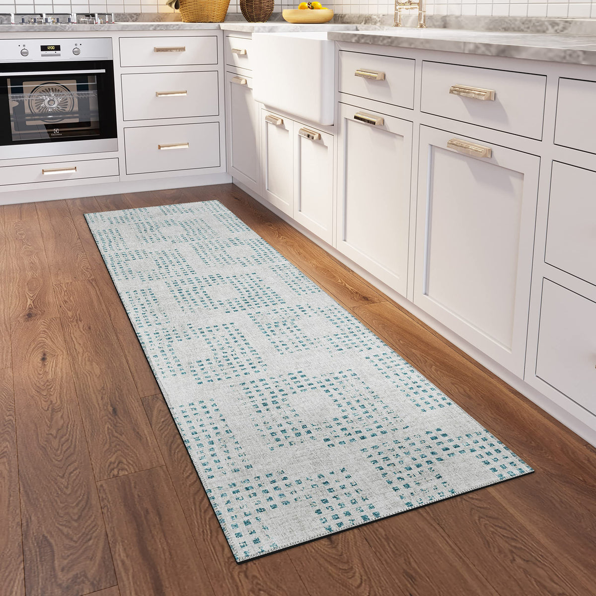 Addison Rugs Eleanor Aer31 Silver 2'3&quot; X 7'6&quot; Indoor Outdoor Hallway Runner Rug, Easy Clean, Machine Washable, Non Shedding, Kitchen Area Carpet For Bathroom, Patio, Laundry And Bedroom Rug
