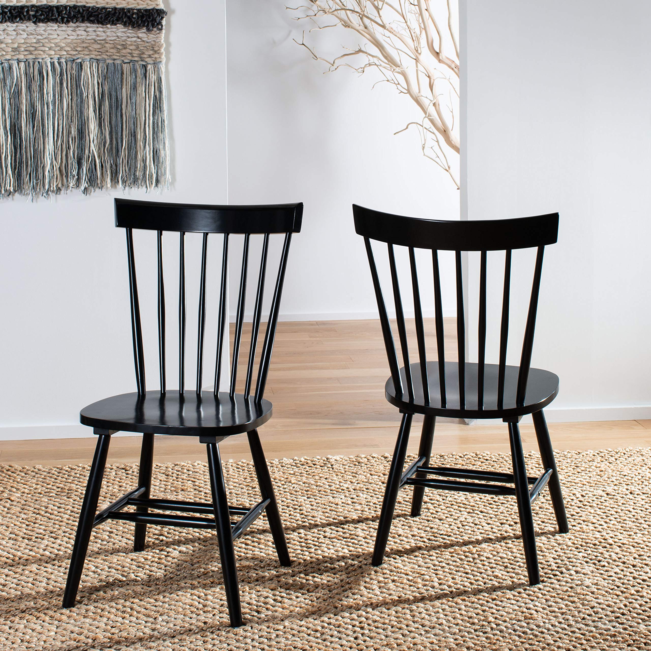 Safavieh Parker Spindle Windsor Set Of 2 Dining Chair, 17, Black