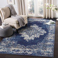 Vivorug 5x7 Area Rugs, Stain Resistant Washable Rug for Living Room, Vintage Inspired Rug (Navy/Blue, 5x7)