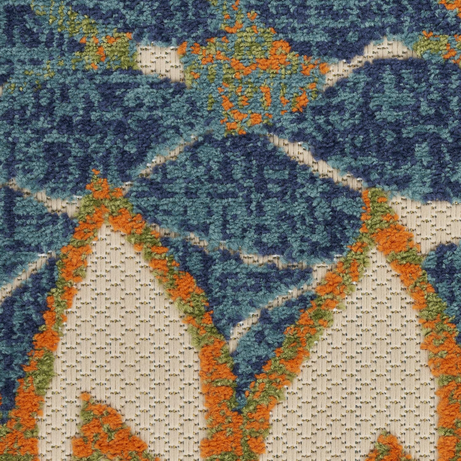 Nourison Aloha Indoor Outdoor Blue Green 3'6' X 5'6' Area Rug, Easy Cleaning, Non Shedding, Bed Room, Living Room, Dining Room, Backyard, Deck, Patio (4X6)