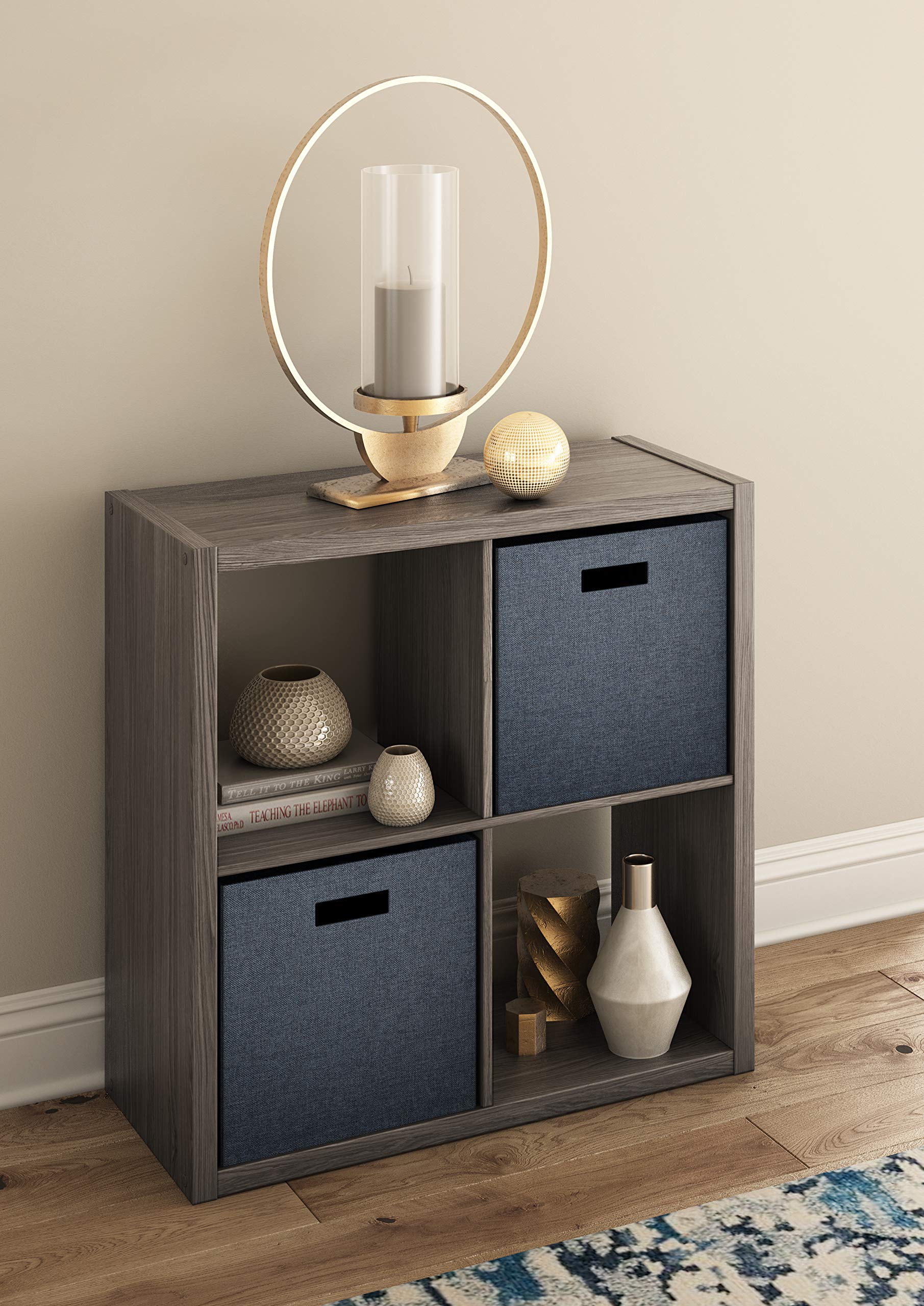 Closetmaid 4552 Decorative Open Back 4-Cube Storage Organizer, Graphite Gray