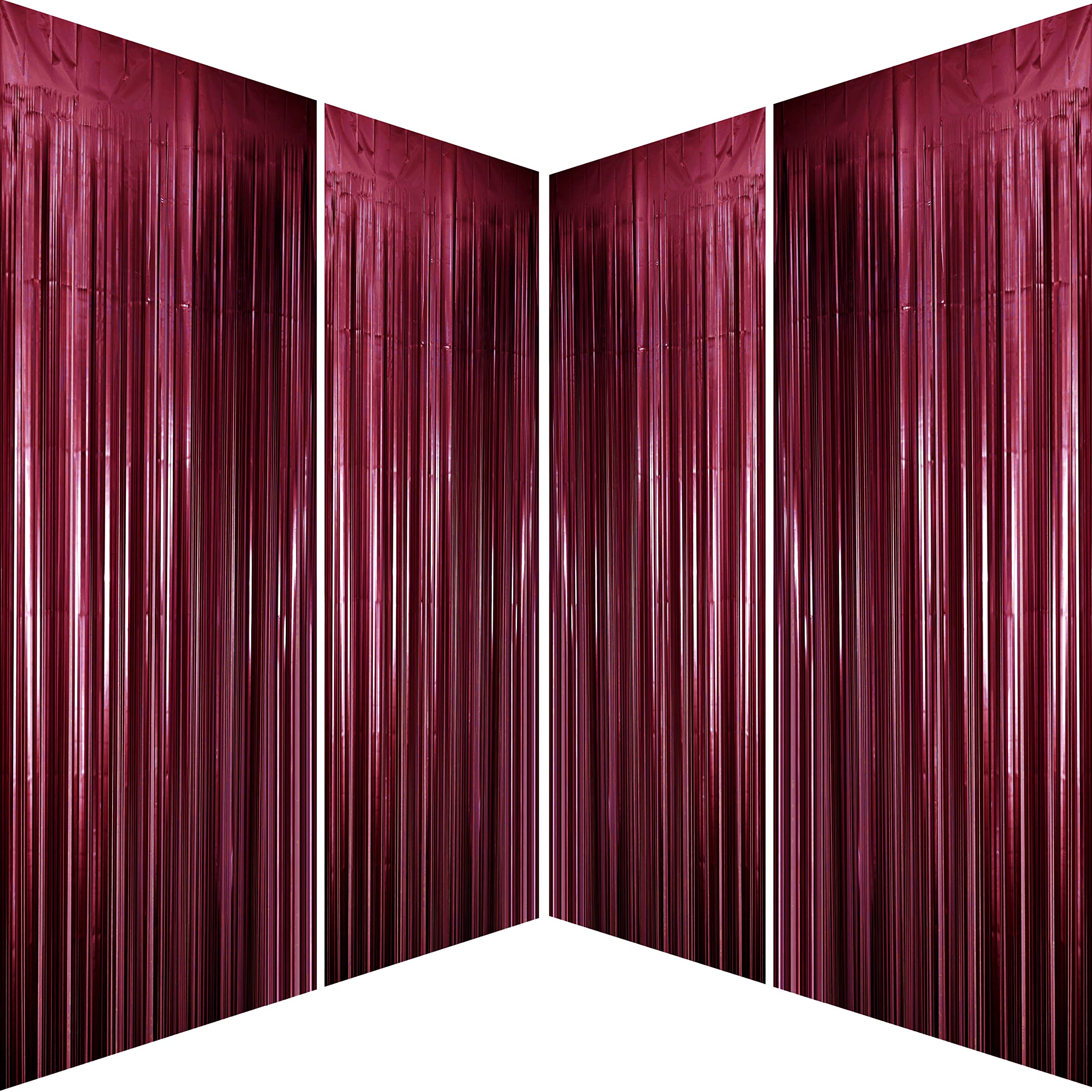 Burgundy Bachelorette Party Tinsel Foil Fringe Curtains for Wedding Anniversary Bridal Shower Happy Birthday Valentines Mothers 