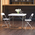 Flash Furniture Elon 2.85' Square Plastic Folding Event Table for Indoor/Outdoor Events, Portable Banquet Table with Locking Legs, White