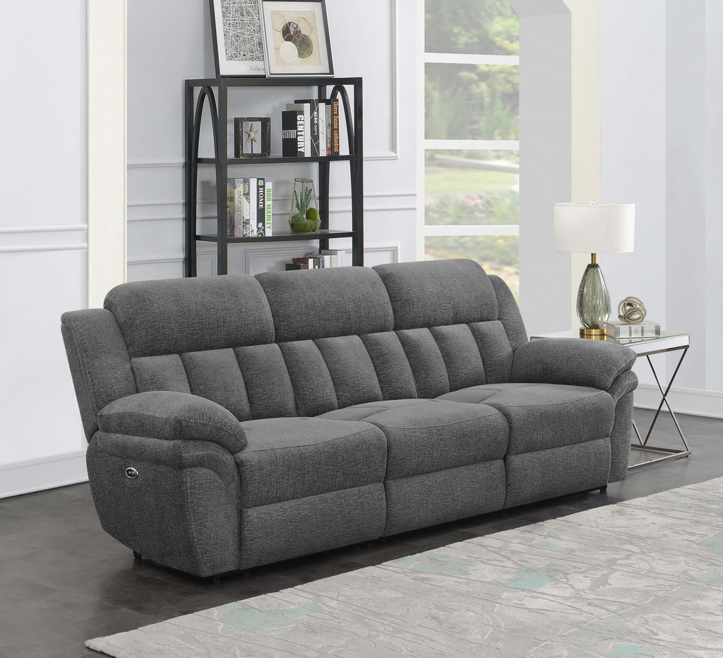 Coaster Bahrain Upholstered Modern Chenille Power Sofa in Charcoal