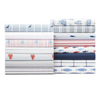 Nautica - Queen Sheet Set, Cotton Percale Bedding Set, Crisp & Cool, Lightweight & Breathable (Plot Blue, Queen)