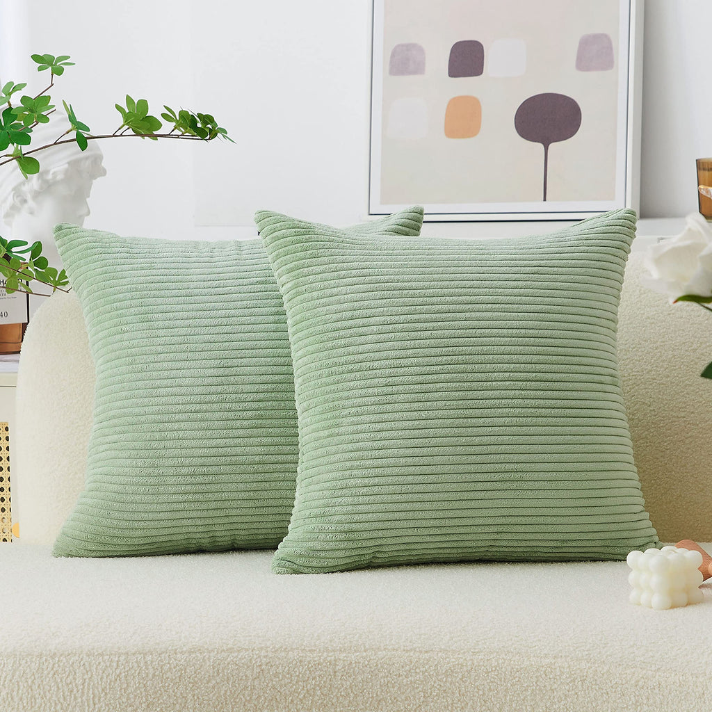 Home Brilliant Pillow Covers 24X24 Set Of 2 Super Soft Green Throw Pillow Covers Euro Shams Summer Decorative Pillowcases For Co