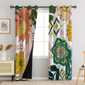 Tyrot Boho Floral 100% Blackout Curtains For Living Room 84 Inch Long 2 Panels Mid Century Botanical Black Out Curtains For Bedr