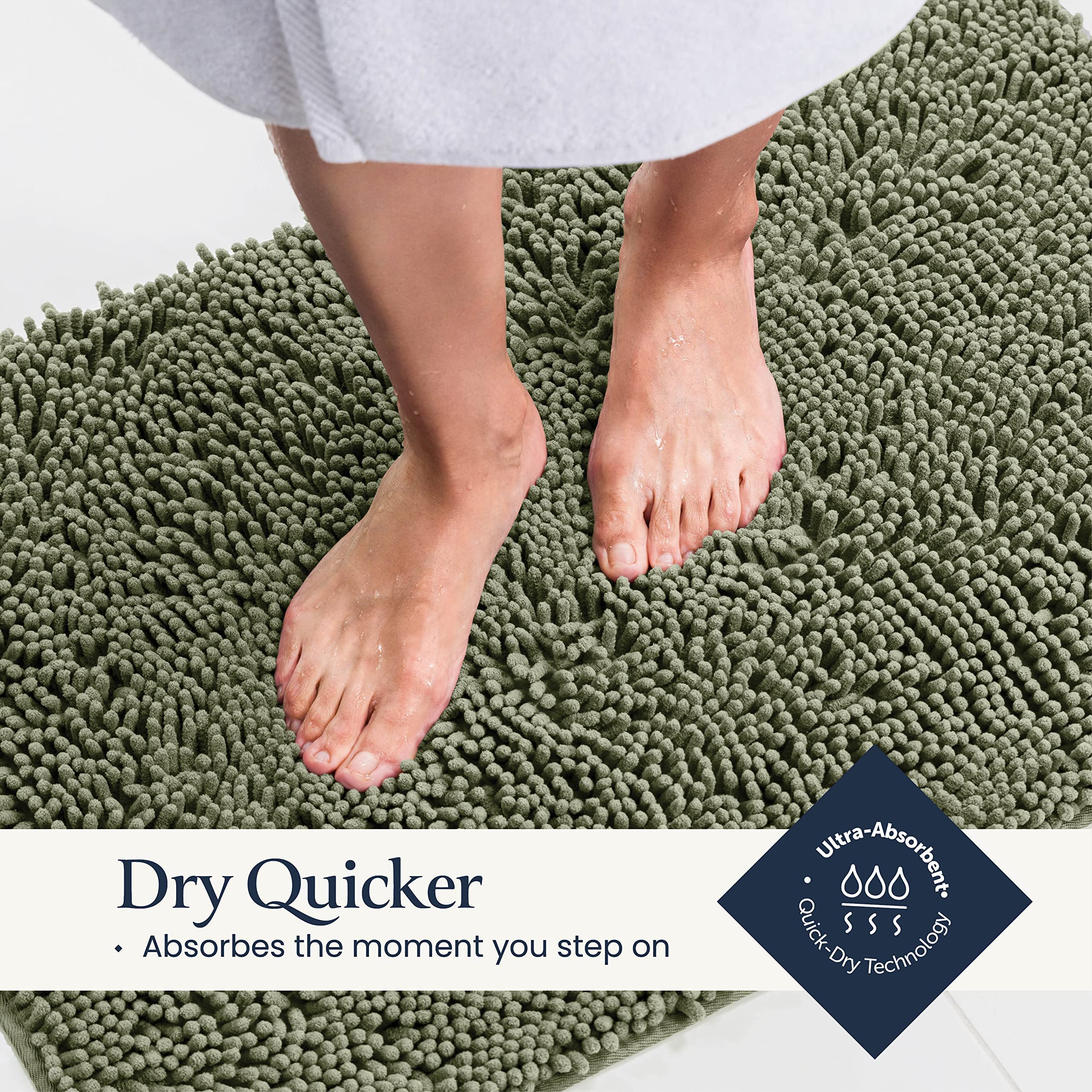 Belador Bathroom Rugs Sets 2 Piece- Plush Bath Mat Set Quick-Dry Soft Chenille Bathroom Mat With Rubber Backing, Absorbent Bathr