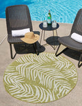 Unique Loom Outdoor Botanical Collection Area Rug - Palm (6 1 Round Green/Ivory)