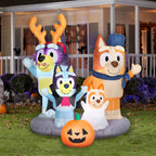 Gemmy Halloween Inflatable Bluey And Family Scene, 5.5 Ft Tall, Multi
