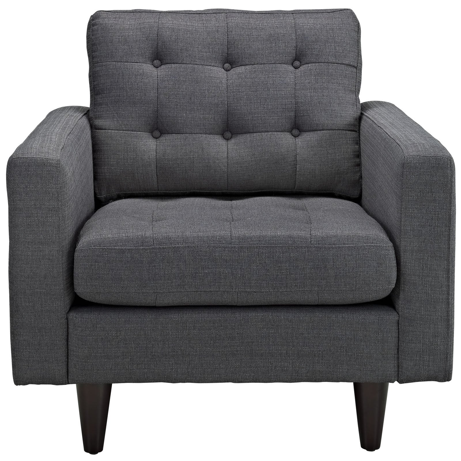 Modway Empress Mid-Century Modern Upholstered Fabric Two Armchair Set In Gray