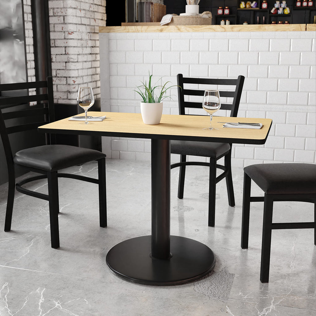 Flash Furniture 24'' x 42'' Rectangular Natural Laminate Table Top with 24'' Round Table Height Base
