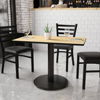 Flash Furniture 24'' x 42'' Rectangular Natural Laminate Table Top with 24'' Round Table Height Base