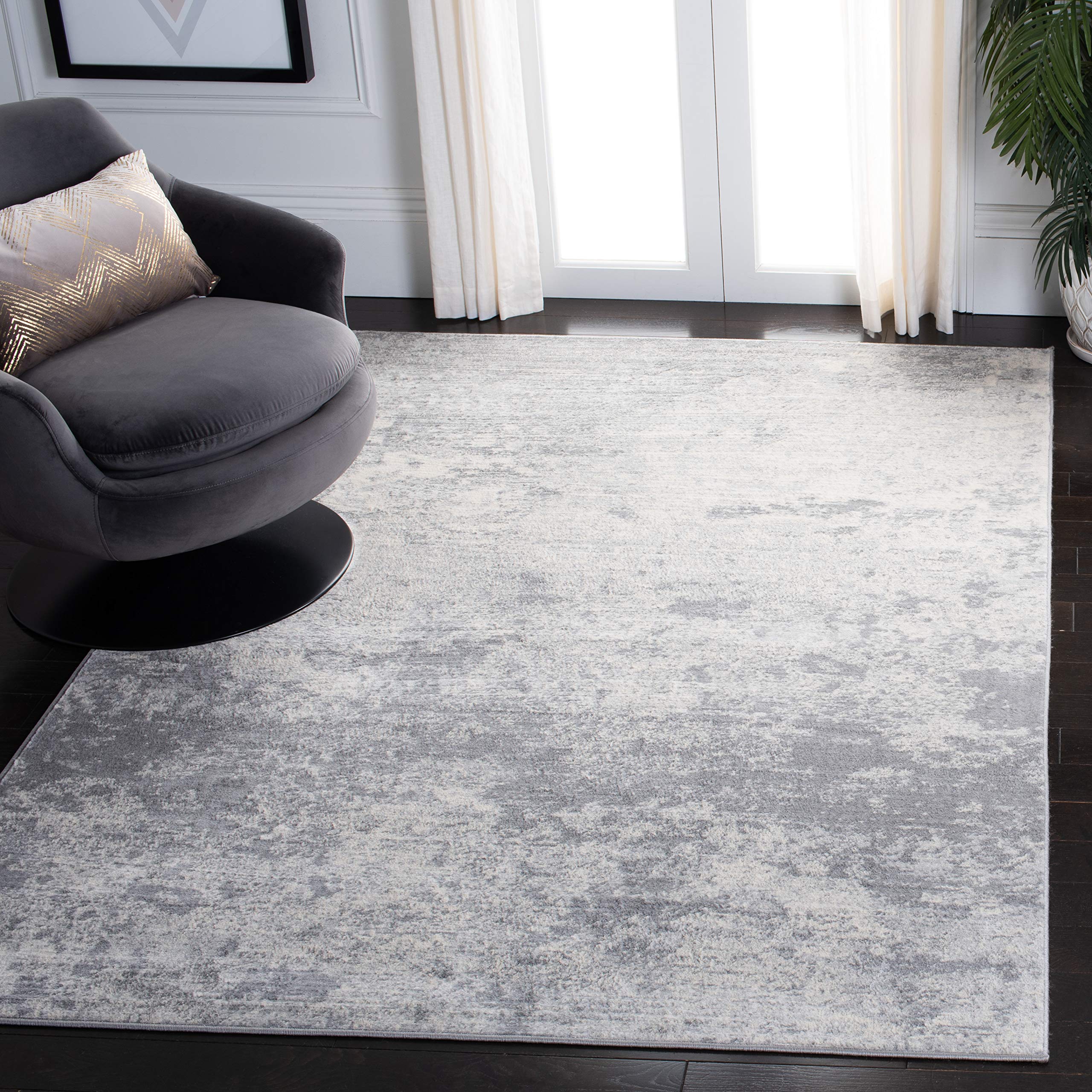 SAFAVIEH Brentwood Collection Area Rug - 10 x 13, Grey & Ivory, Modern Abstract Design, Non-Shedding & Easy Care, Ideal for Hi
