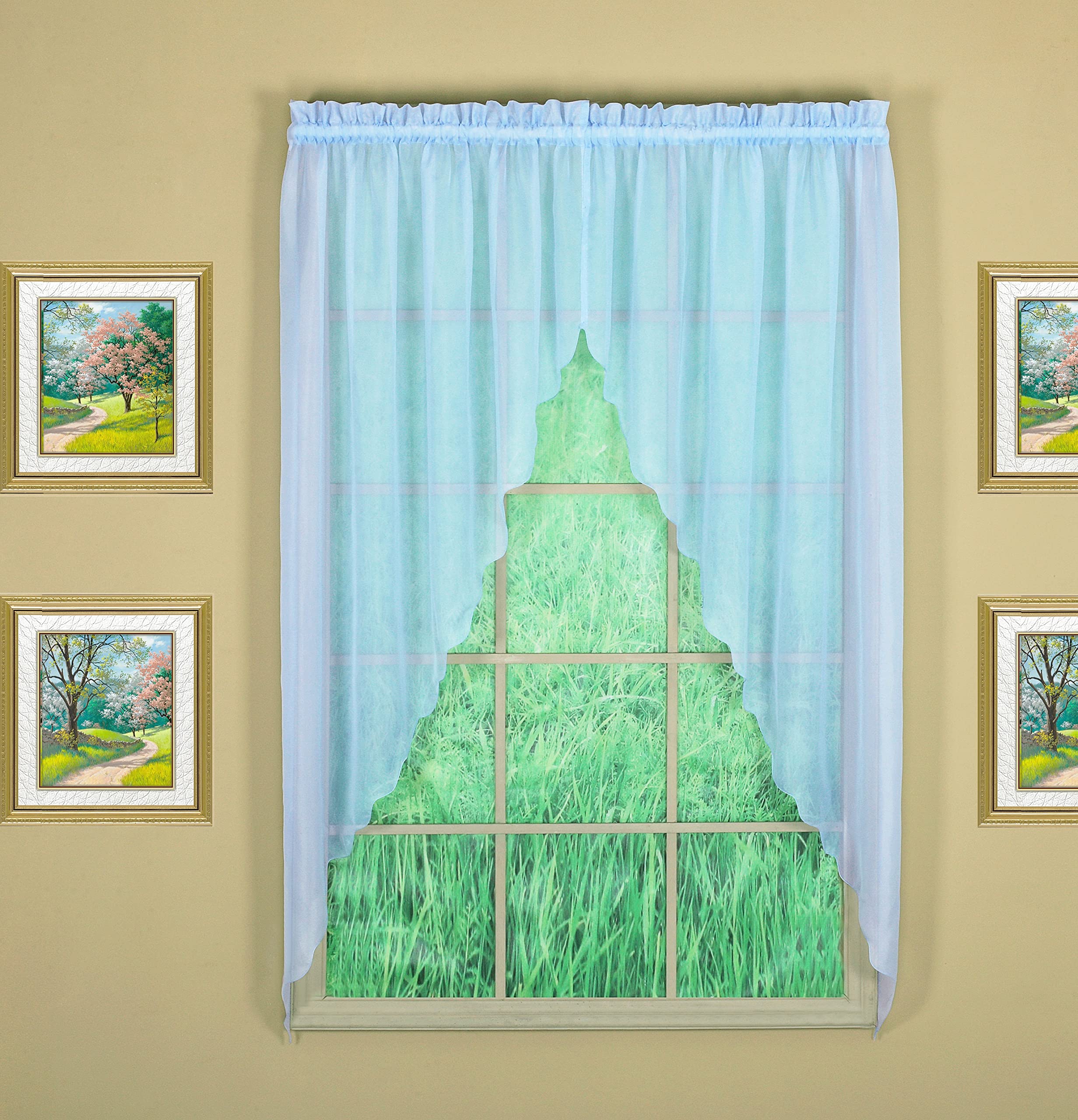 Today'S Curtain Emelia Original Voile Swagger Pair 63', Sky Blue, 90' W X 63' L