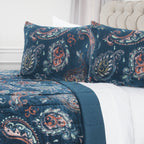 Rizzy Home | BQ4460 | Cotton Quilt | 90"x92" Blue/Orange/Pink Paisley
