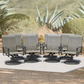Puntogen Outdoor Swivel Dining Chair Set Of 8, All Weather Patio Dining Chair With Textilene High Back And Metal Frame For Backy
