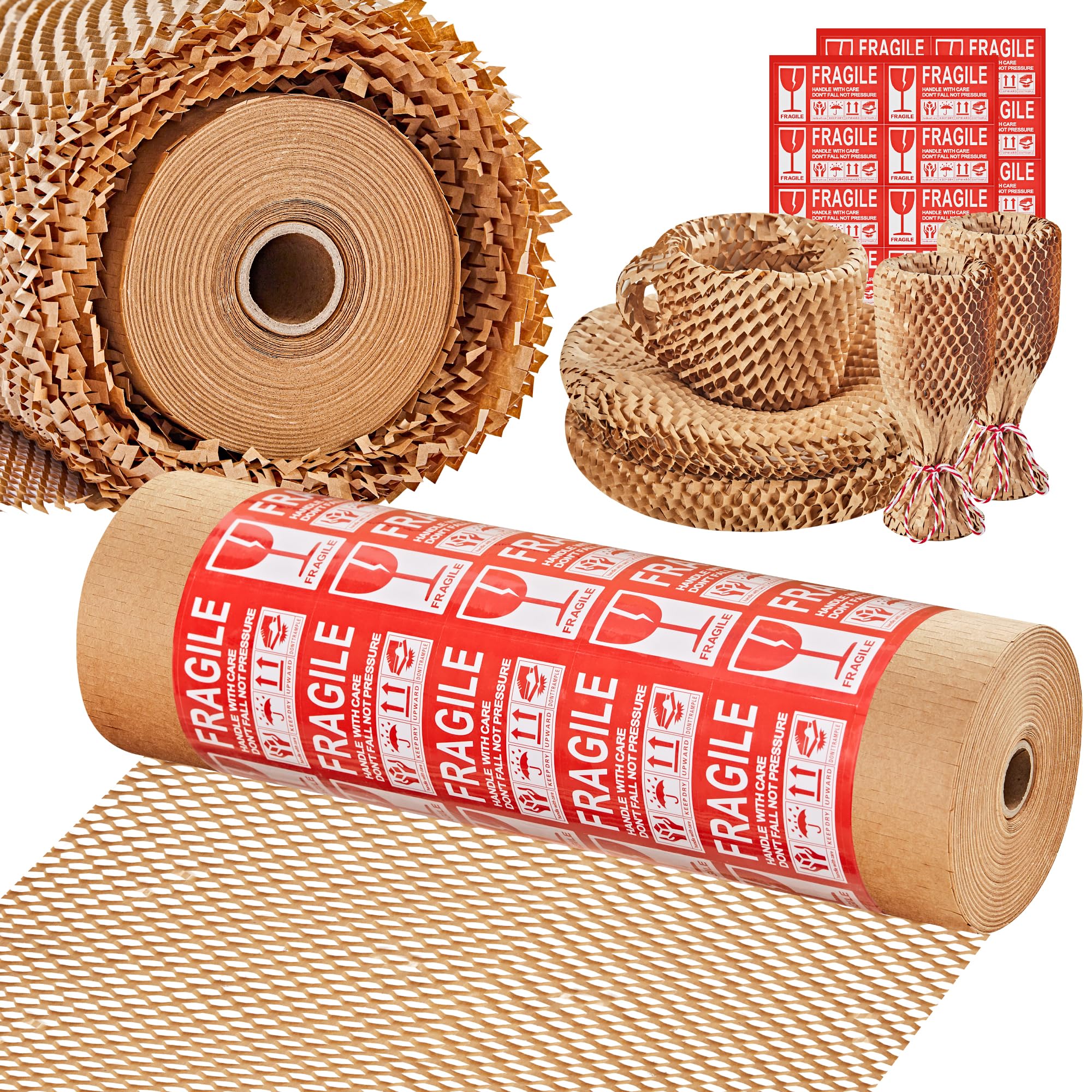 Jarlink Honeycomb Packing Paper, 12 * 200' Packing Wrap For Packing/Shipping/Moving, Recyclable Honeycomb Cushioning Wrap Roll,