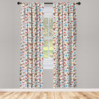 Ambesonne Mexican Window Curtains Pack Of 2, Traditional Latin American Art Design Natural Inspirations Flowers And Birds, Light